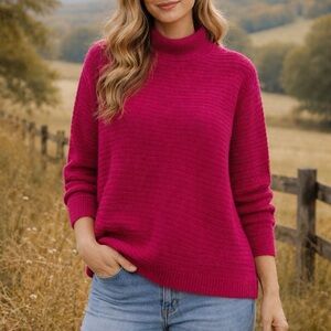 Fever Fuchsia Turtleneck Sweater – Size Small